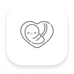 Baby heartbeat monitor inside a heart-shaped case, showcasing prenatal health device.
